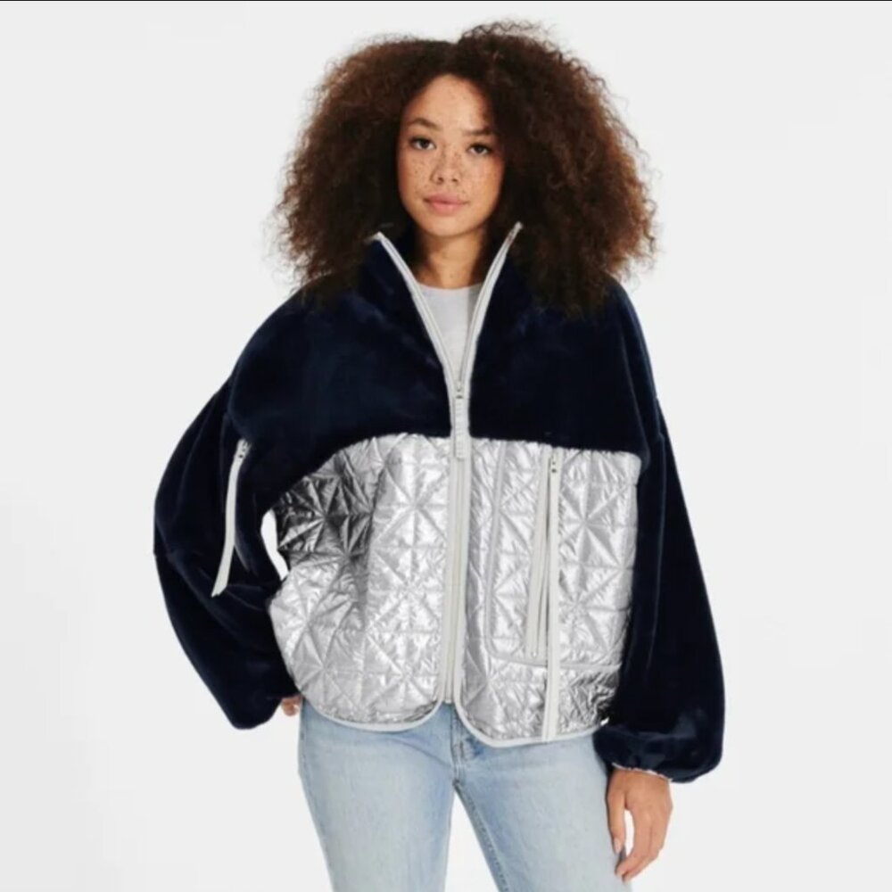 NWOT UGG®  Marlene Quilted  Sherpa Metallic Jacket (S)